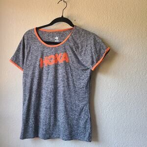 Rabbit Hoka Heather Gray and Bright Orange Tee Women's Size M